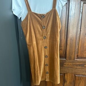 Brown Corduroy Button-Down Dress